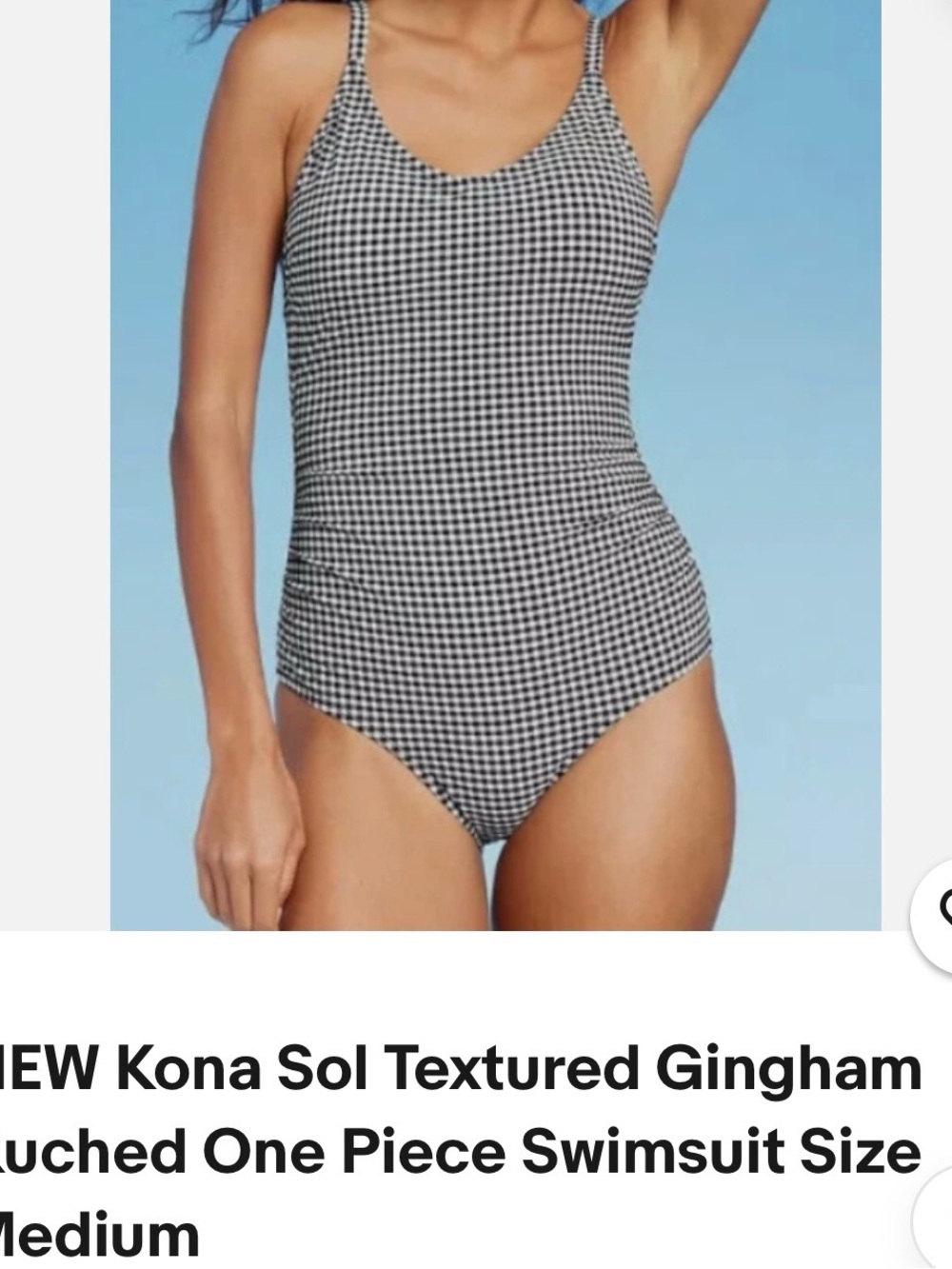 Kona Sol Black & White Gingham Textured One-Piece Swimsuit